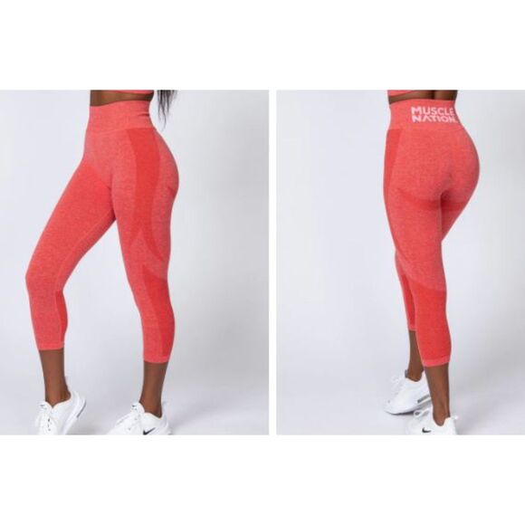Muscle Nation Shape Up Seamless 7/8 Leggings, Poppy Marl, Small (4-6), High Rise - Picture 1 of 8